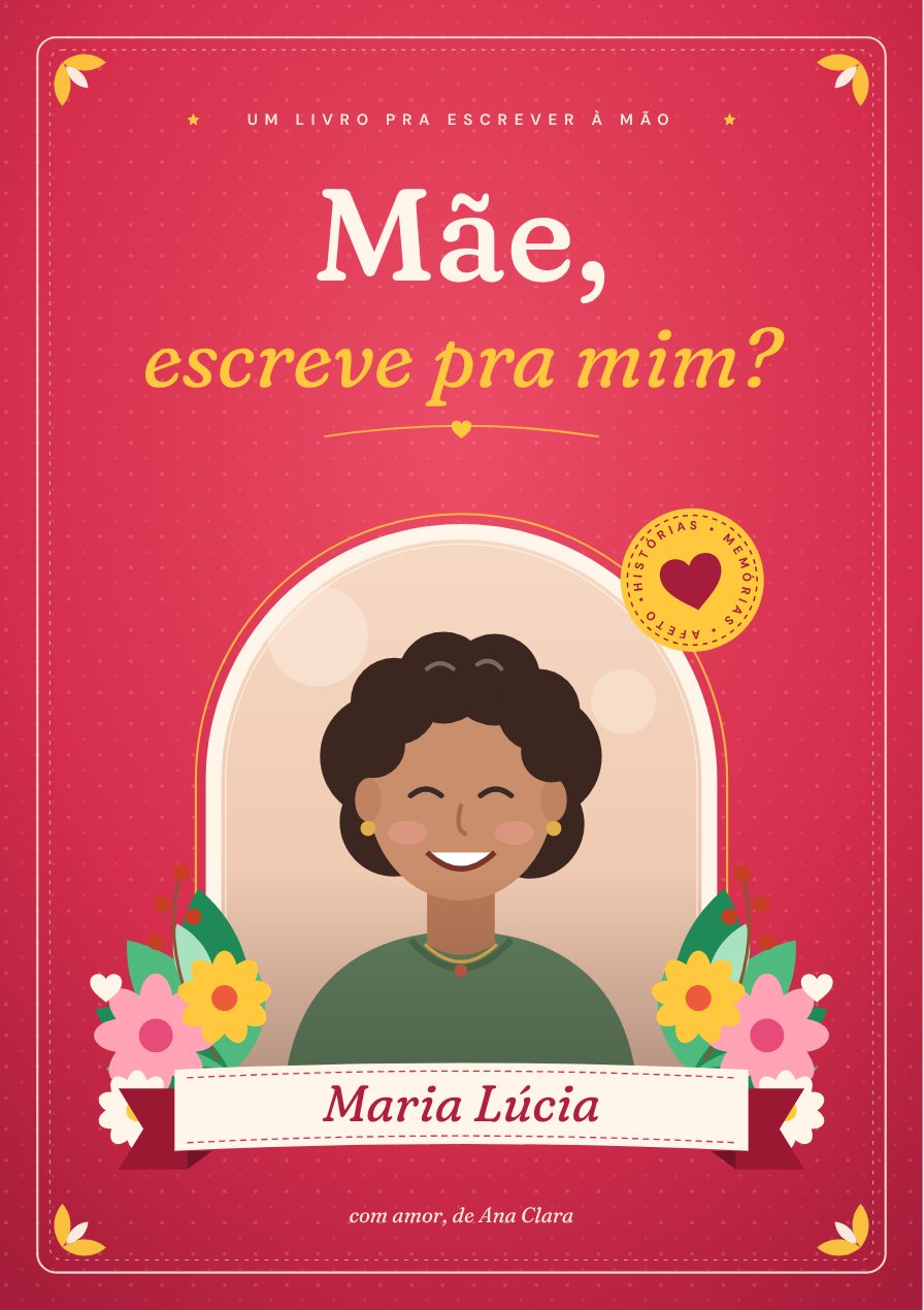 Capa do livro personalizada com o nome Maria Lúcia